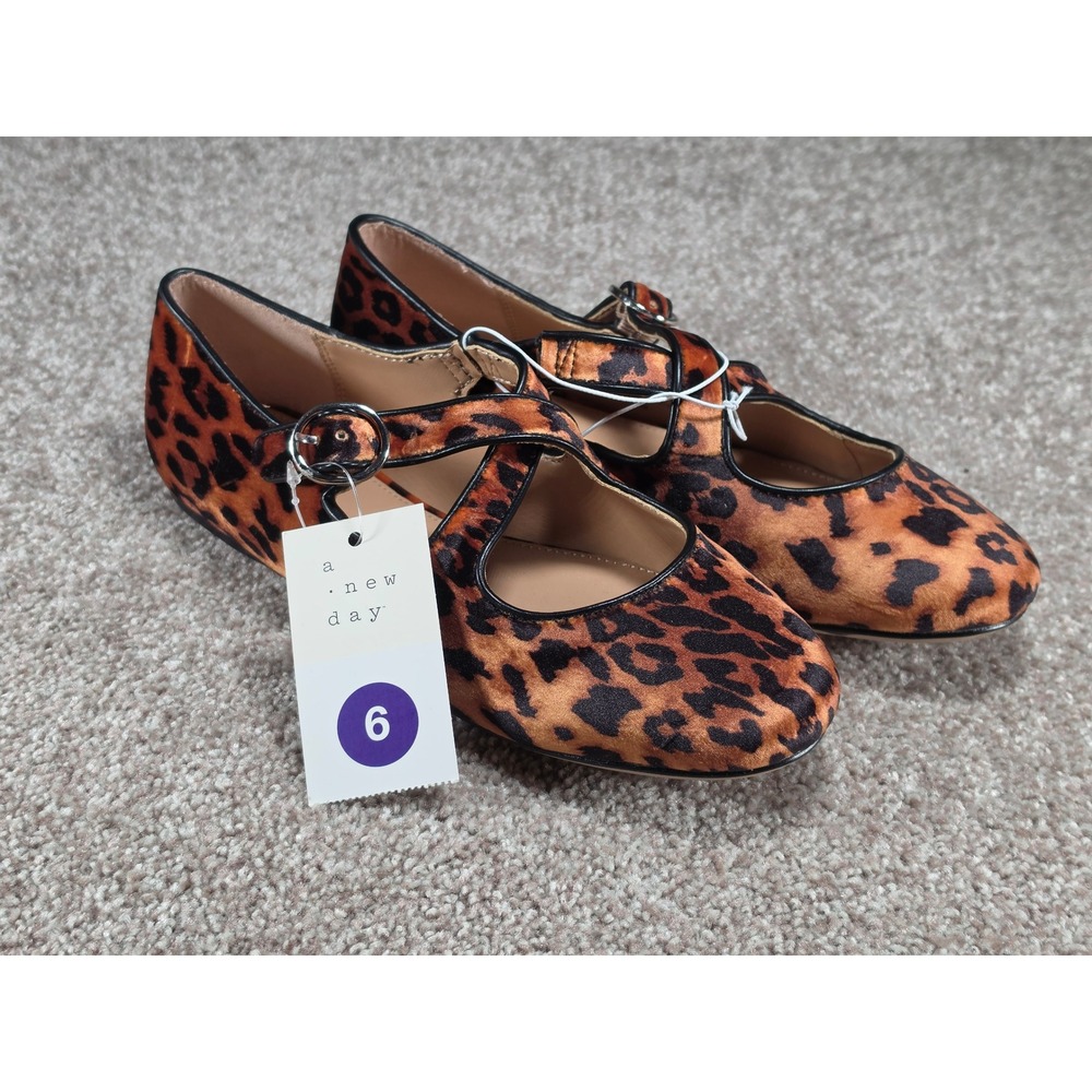 A New Day Tamsin Leopard Print Mary Jane Ballet Flats Brown Animal Print 6
